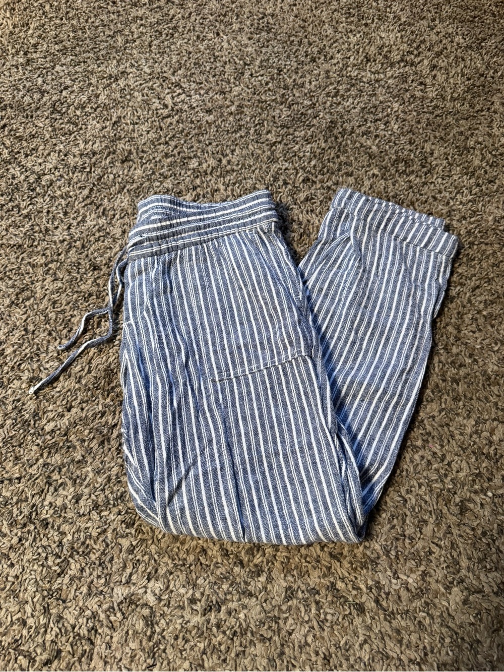 Old Navy Navy and White Striped Drawstring Pants